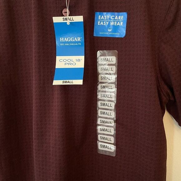 Hagger Cool 18 Pro Polo Short Sleeve Mens S 3 Button Maroon Button Tee - Picture 5 of 8